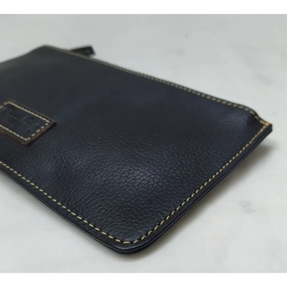 Dooney & Bourke Black Pebbled Leather Zipper Closure Coin Wallet